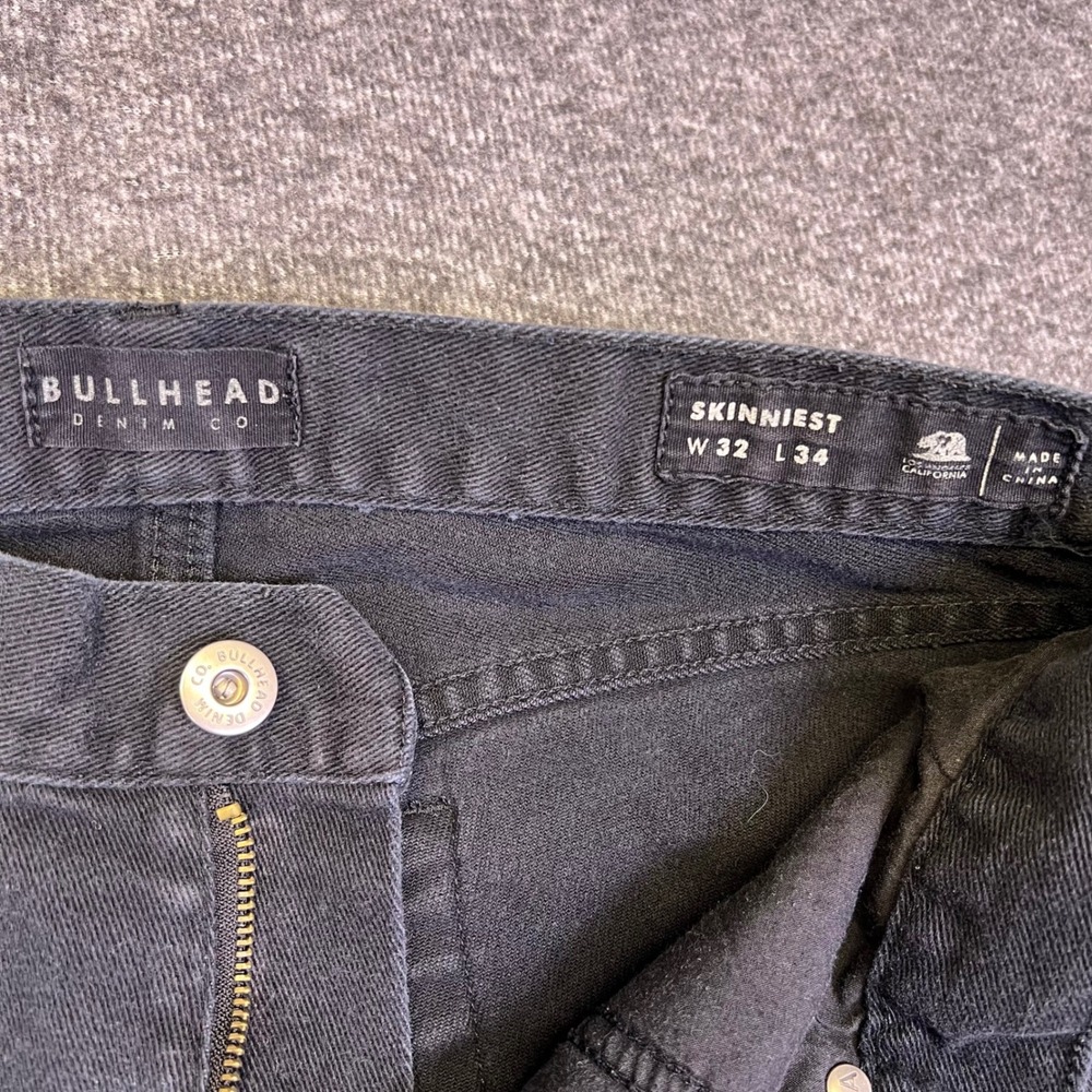 Bullhead Jeans Mens 32x32 Black Skinny Skinniest Grunge Casual Stretch Denim - Picture 4 of 14